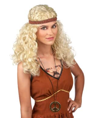 Hippie Damen-Perücke Locken blond