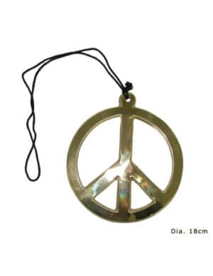 Hippie-Halskette mit Friedenszeichen Peace-Kette gold