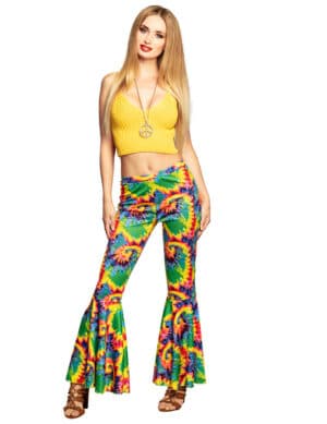 Hippie-Schlaghose 70er-Kostüm für Damen bunt