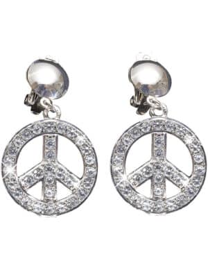 Hippie Strass-Ohrringe Peace silber