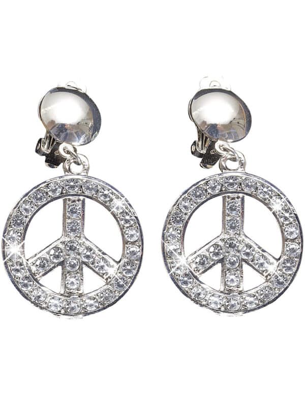 Hippie Strass-Ohrringe Peace silber