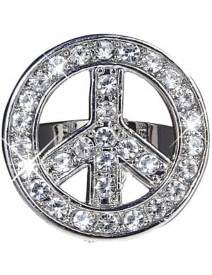 Hippie Strass-Ring Peace silber