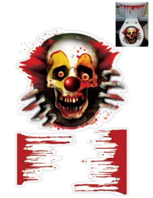 Horror-Clown Toiletten-Sticker Set Halloween-Party Deko 3-teilig bunt