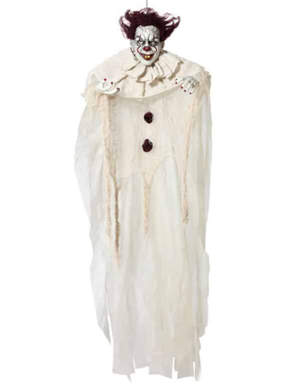 Horrorclown-Dekofigur Halloween-Deko weiss-schwarz 130 cm