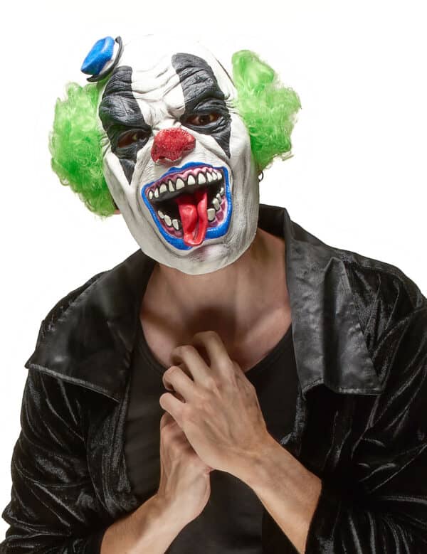 Horrorclown Halloween Maske weiss-bunt