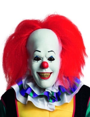 Horrorclown-Maske Es-Maske Stephen King Lizenzartikel weiss-rot