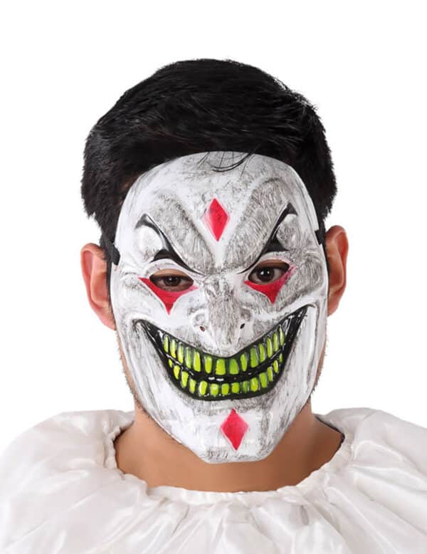 Horrorclown-Maske Halloween-Maske weiss-gelb-rot