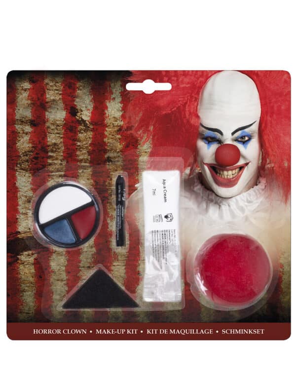 Horrorclown-Schmink-Set Halloween-Make-up blau-weiss-rot