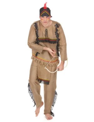 Indianer Herrenkostüm beige-bunt