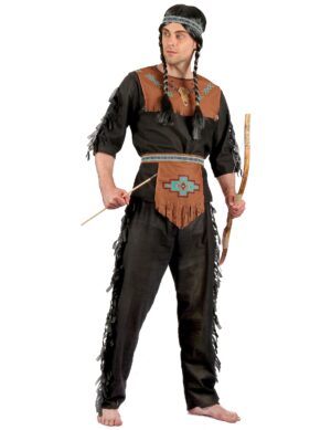 Indianer-Herrenkostüm Western schwarz-braun