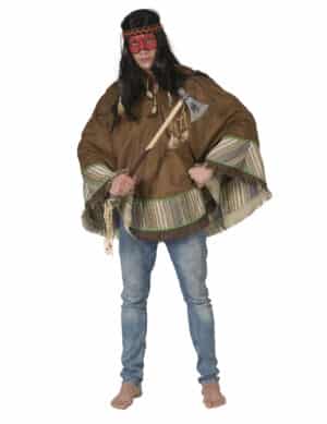 Indianer-Kostüm für Erwachsene Indianer-Poncho Deluxe braun