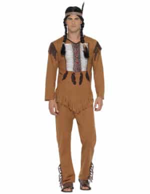 Indianer-Kostüm Wildwest für Herren beige-braun