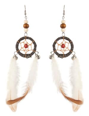 Indianer-Ohrringe Traumfänger Kostüm-Accessoire beige-brun