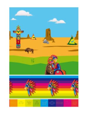 Indianer Tischdecke Wilder Westen Kinderparty bunt 130x180cm