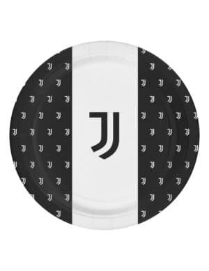 Juventus-Papierteller Tischdeko 8 Stück schwarz-weiss 23cm