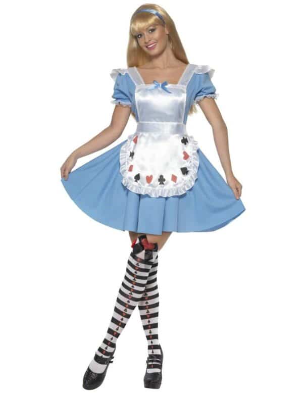 Kartenspiel Dirndl Damenkostüm Märchen blau-weiss