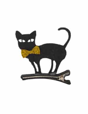 Katzen-Haarklammer Haarspangen für Halloween schwarz-gold 5x5cm