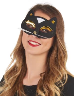 Katzen-Halbmaske in Schwarz für Erwachsene