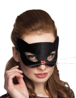 Katzenmaske für Damen Kostümaccessoire schwarz