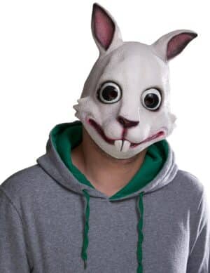 Killer-Bunny Latex-Maske Halloween weiss-schwarz