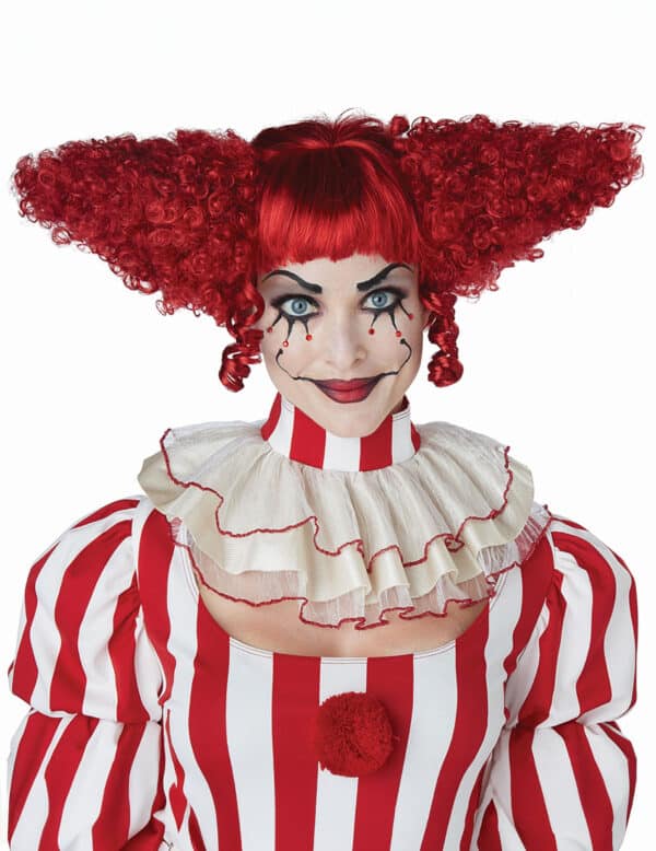 Killerclown-Perücke für Damen Halloween-Perücke rot