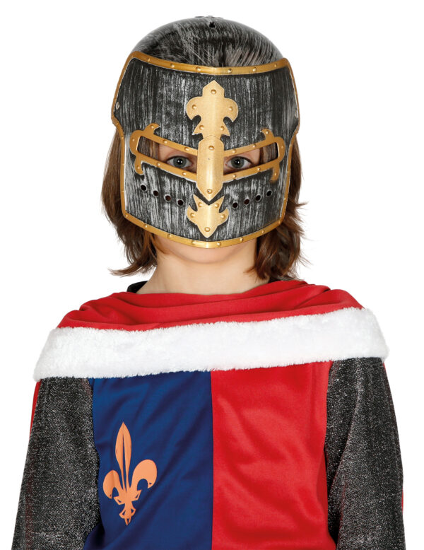 Kinder-Gladiatorenhelm Ritterturnier-Helm Kostüm-Accessoire grau-gold