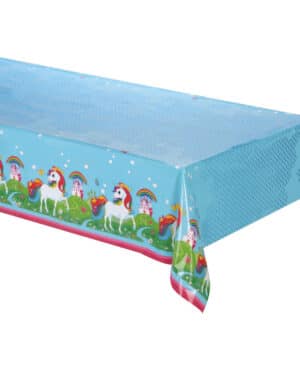 Kindertischdecke Einhorn blau-bunt 120x180cm