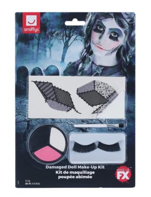 Gruselige Puppe Halloween Schmink-Set weiss-grau-schwarz