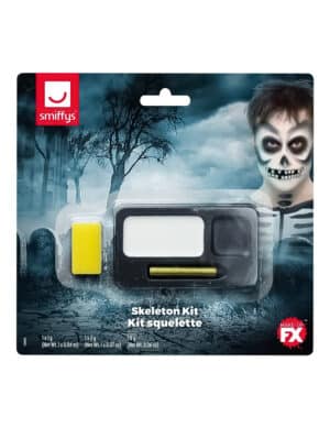 Skelett Make-Up-Set Halloween 4-teilig weiss-schwarz