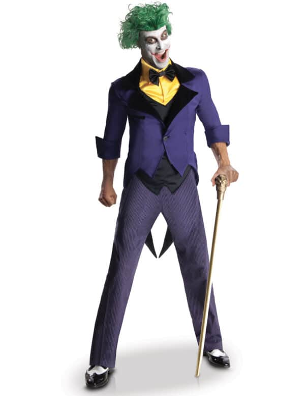 Klassisches Joker-Kostüm für Herren Halloweenkostüm violett-gelb-schwarz