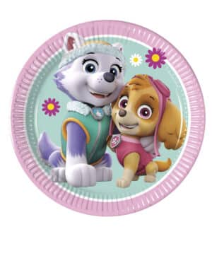 Kleine Paw Patrol-Pappteller Skye und Everest Tischdeko 8 Stück bunt 20cm