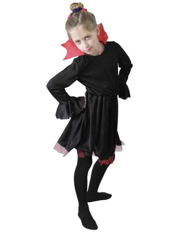 Kleine Vampirin Kostüm für Mädchen Halloweenkostüm schwarz-rot