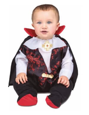 Kleiner Vampir-Graf Halloweenkostüm für Babys schwarz-rot-weiss