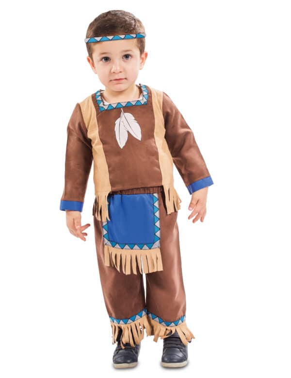 Kleinkinder-Indianer-Kostüm Karneval-Kostüm für Babys und Kleinkinder braun-blau