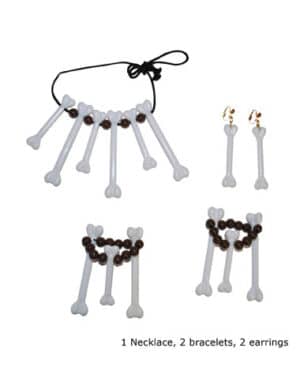 Knochen Schmuckset Steinzeit Accessoires schwarz-weiss