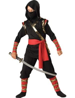 Kostüm Ninja Premium für Kinder schwarz-rot-gold