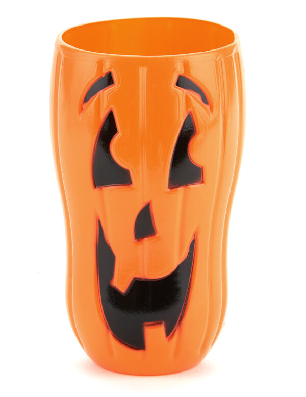 Kürbis-Becher Halloween-Trinkbecher orange-schwarz