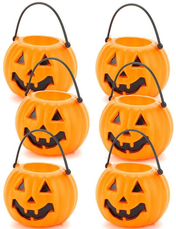 Kürbis Eimer Halloween Accessoire 6 Stück schwarz-orange 6