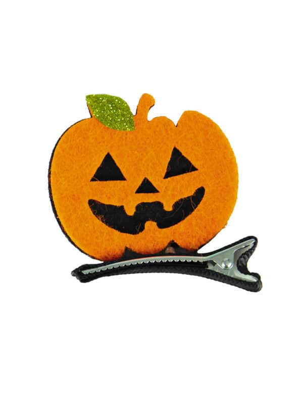 Kürbis-Haarklammer Halloween-Accessoire schwarz-orange 5 x 5 cm