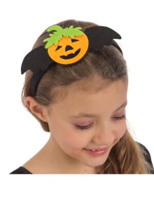 Kürbis-Haarreif für Mädchen Halloween-Accessoire schwarz-orange-grün