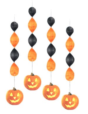 Kürbis-Hängedeko Halloweenparty-Dekoration 4 Stück orange 45cm