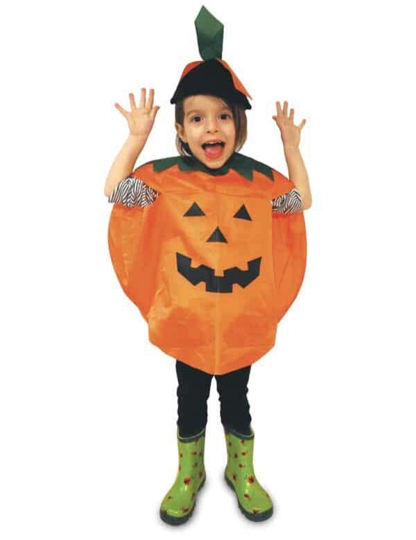 Kürbis-Poncho Halloween-Kinderkostüm schwarz-orange-grün