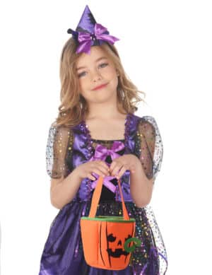 Kürbis-Tasche für Kinder Halloween-Accessoire orange-schwarz