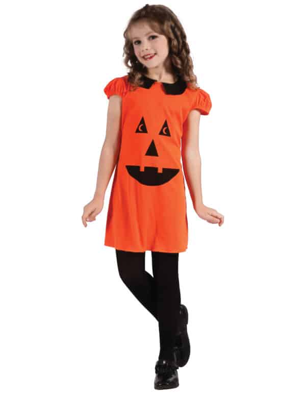 Kürbislaterne-Kinderkostüm Halloweenkostüm orange-schwarz