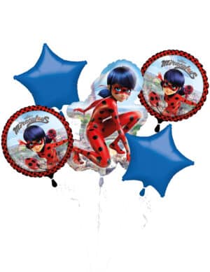 Ladybug-Luftballons Aluminium 5 Stück rot-blau-schwarz