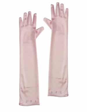 Lange Handschuhe Satin-Optik für Kinder rosa