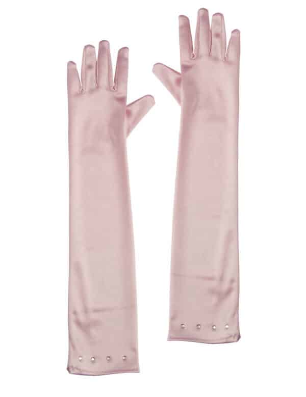 Lange Handschuhe Satin-Optik für Kinder rosa