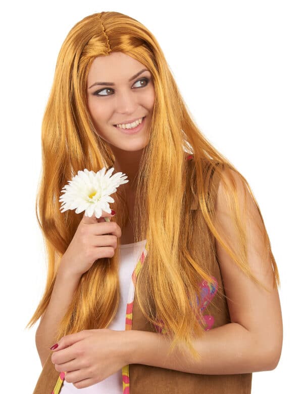 Langhaarige Hippie Damen-Perücke rotblond