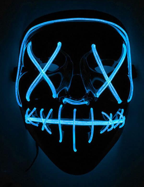 LED-Maske Halloween-Maske Mord-Nacht schwarz-blau