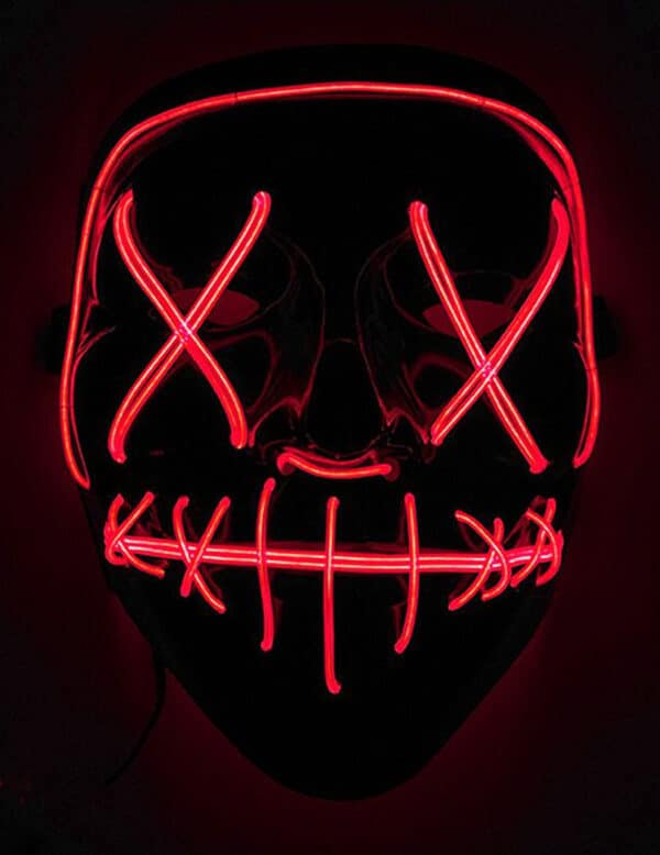 LED-Maske Halloween Mord-Nacht schwarz-rot